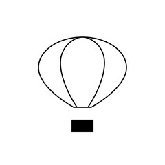 Simple line drawing of a hot air balloon with a black rectangular basket on a white background © Farhan