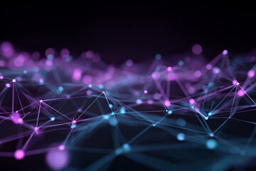 Stunning network connection with vibrant purple and blue lights illuminating data streams, perfect for modern tech presentations and innovative marketing campaigns