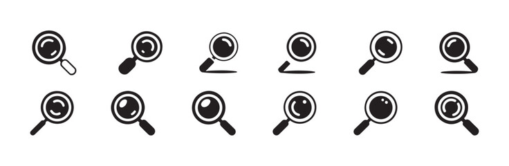Search icon set vector. collection of search icons. magnifying glass icon. find symbol. zoom in sign