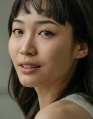 Portrait of a Young Woman with a Soft Smile and Natural Beauty