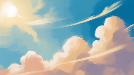 Breathtaking Sky with Soft Clouds and Bright Sunlight in Background