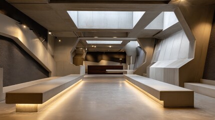 Fototapeta premium Dynamic urban minimalism in modern architectural interior photography