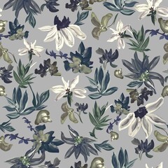 seamless floral pattern light gray background stock Design Abstract art watercolor flower creative allover design new concept textile design digital creators art design repeat pattern fabric print 