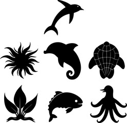 set of sea animals