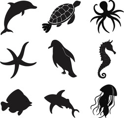 set of sea animals