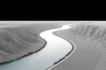 River flowing through canyon landscape, aerial view