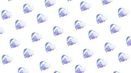 Looping Video Illustration of VR Headset, Moving in Intertwined and Interlaced Motion on Colorful Background.