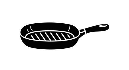 Black and White Grill Pan Illustration for Cooking.