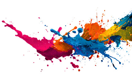 Bold colors explode, splash texture on black. Dynamic liquid design suits vibrant branding, posters.