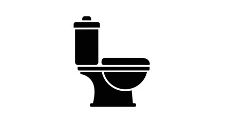 Black Toilet Icon Modern Bathroom Fixture Illustration.
