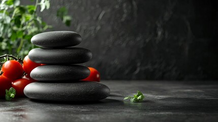 Natural stone tower with tomato accent