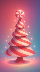 Whimsical candy-striped festive tree mobile wallpaper