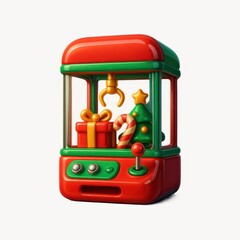 Fototapeta premium Festive arcade claw machine illustration.