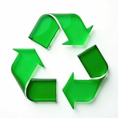 Close-up of green glass recycling sign against pure white , symbol, graphic, environmental protection
