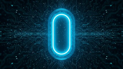 Bright Glowing Blue Digital Core Symbolizing Advanced Technological Progress and Seamless Data Flow Across a Complex Circuit Board Network Representing Future Connectivity and Artificial Int