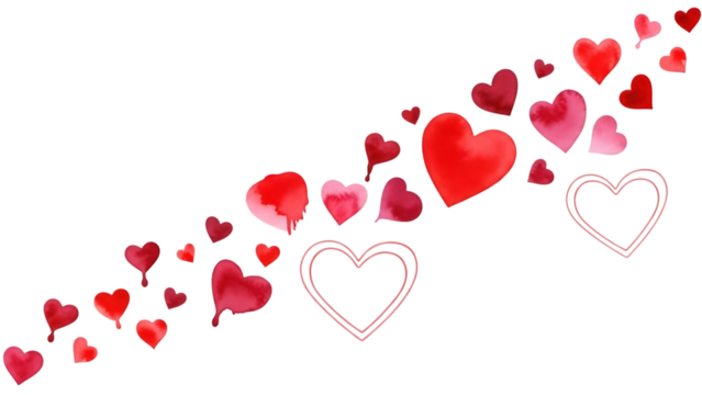Watercolor hearts pattern isolated on transparent background - Powered by Adobe
