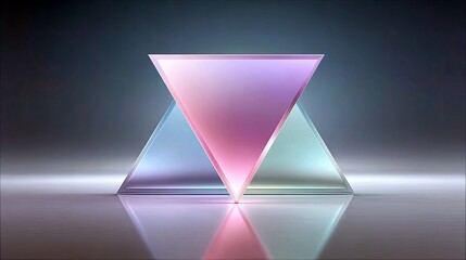 Geometric Triangles with Gradient Colors on Reflective Surface