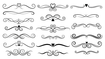 Obraz premium Collection of decorative black ornamental swirls and dividers