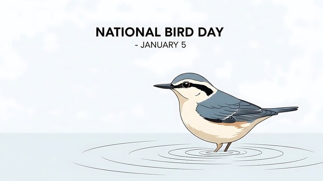 National bird day illustration with cute bird art - Powered by Adobe
