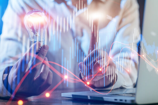 Exploring innovative ideas in data analysis with dynamic graphics and a light bulb inspiration - Powered by Adobe