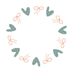 Vector wreath of ribbons and hearts