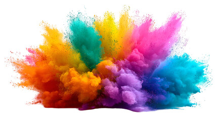 Colorful powder explosion bursts on black. Use this abstract texture for vibrant posters, branding, or digital backgrounds.
