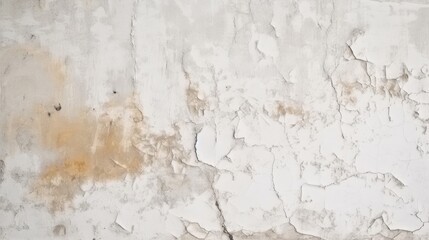 Obraz premium A textured wall showing peeling paint and rough patches, creating an aged and weathered appearance with subtle stains.