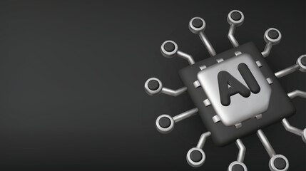 3d Vector AI Chip, AI in science and business, Technology and engineering concept.
