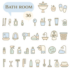 A set of minimalist icons for the Bathroom theme with outlines.