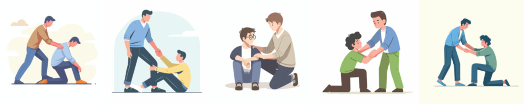 vector man helping his friend get up