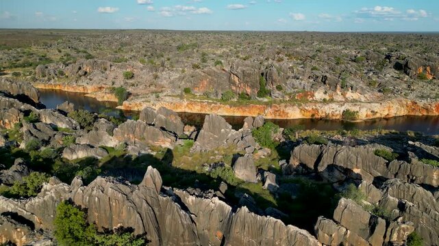 Flying over a gorge in the Kimberly region, Western Australia