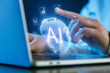 Exploring artificial intelligence through technology and data analysis in a modern workspace