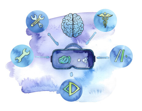 Virtual Reality Innovations and Medical Technology Advancements Illustrated - Powered by Adobe