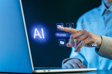 Exploring the capabilities of AI technology on a laptop in a modern workspace environment