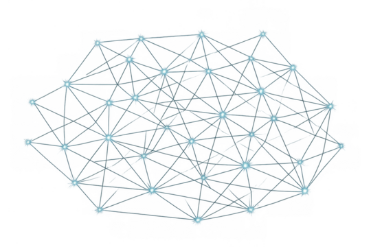 Digital network connections forming an abstract grid with glowing nodes, representing global communication and data flow - Powered by Adobe