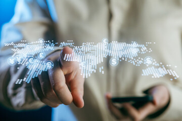 Financial technology trends in the digital currency landscape with global currency symbols