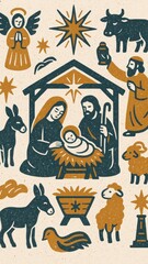 Obraz premium Nativity scene festive mobile wallpaper