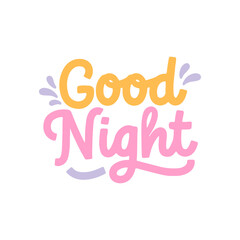 Good Night Cute Pastel Typography Vector Design
