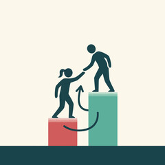 Helping Hand - Person Assisting Another to Climb Higher.