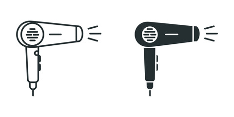 Hair Dryer Icon Vector Silhouette with Editable Stroke Design for Beauty and Haircare Applications