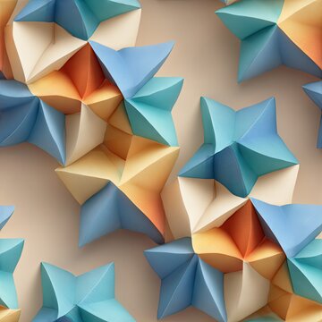 Folded origami forms repeated consistently introducing geometry lessons in paper foldings seamless pattern