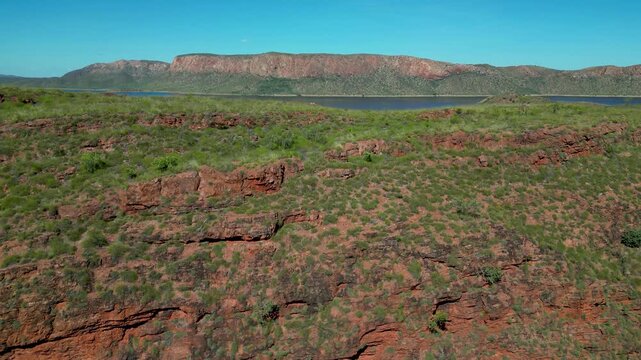 Flying over lake Argyle in Western Australia