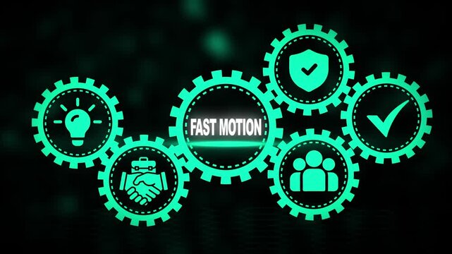 Interconnected Gears Illustrating Business Concepts with " Fast Motion" Text strategy teamwork