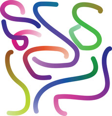 Abstract Multicolor Gradient Wavy Lines on White Background