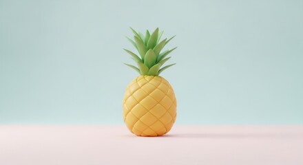 A stylized pineapple stands against a pastel background, evoking a sense of freshness