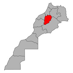 B&eacute;ni Mellal-Kh&eacute;nifra set of Morocco map symbol shape, travel web icon vector illustration .