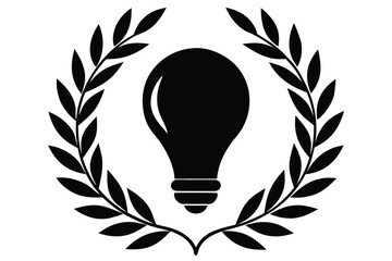 light bulb on wreath vector icon silhouette illust