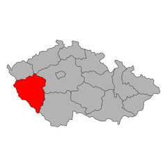 Naklejka premium Plzen Region of Czech republic map, travel web flat concept icon vector illustration .