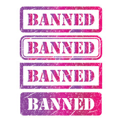 Set of Banned stamp symbol, label sticker sign button, text banner vector illustration .
