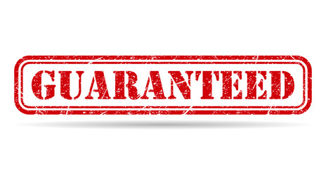 Guaranteed stamp shadow symbol, label sticker sign button, text banner vector illustration .